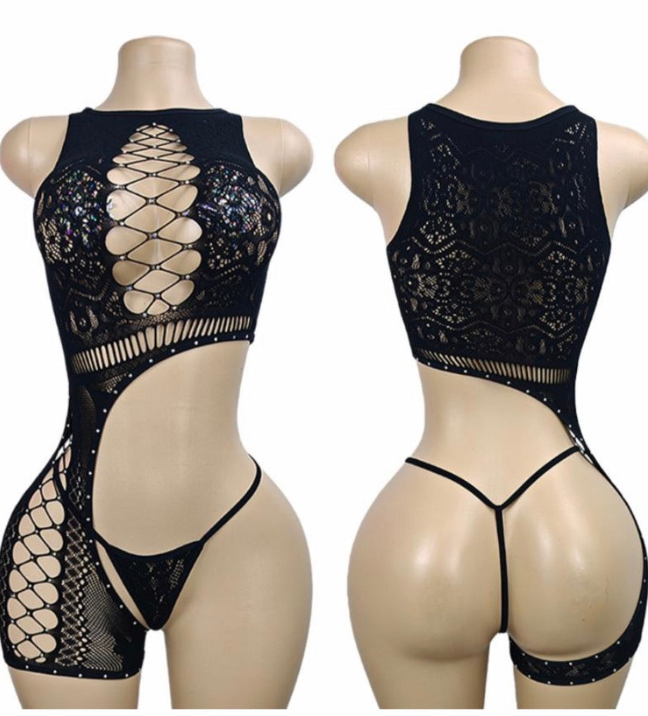 Black Rhinestone Two-Piece