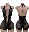 Black Rhinestone Bodysuit